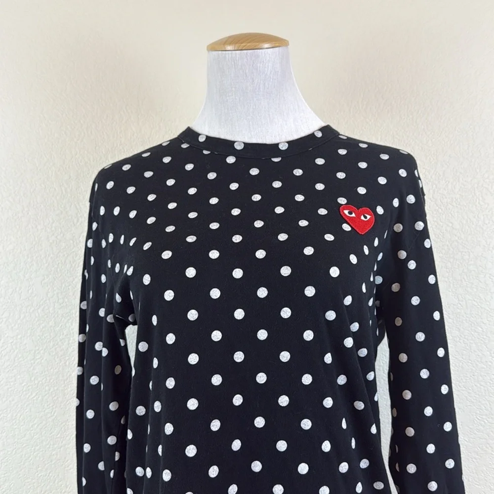 Comme des Garcons Black Shirt with White Polka Dots Size Medium - Picture 3 of 11